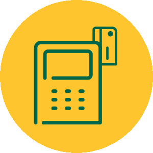 Yellow merchant services device illustration icon